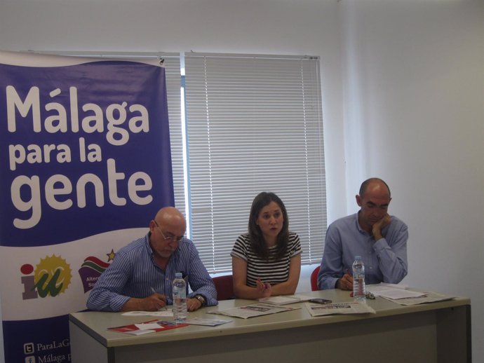 Eurodiputada IU, Marina Albiol, y Eduardo Zorrilla y Antonio Herrera (CCOO)