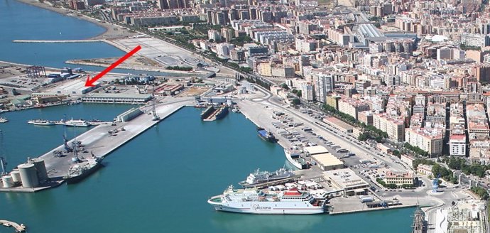 Localización del almacén licitado en el puerto de Málaga