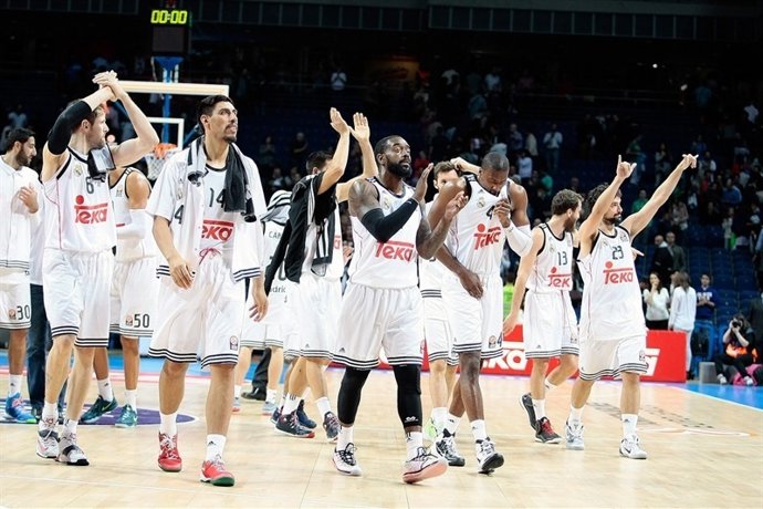 El Real Madrid celebra una victoria en Euroliga