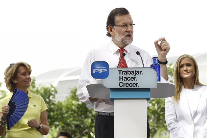 Mariano Rajoy, Aguirre y Cifuentes en un acto en Madrid