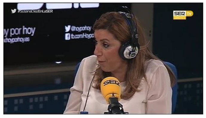 Susana Díaz durante la entrevista en la cadena Ser