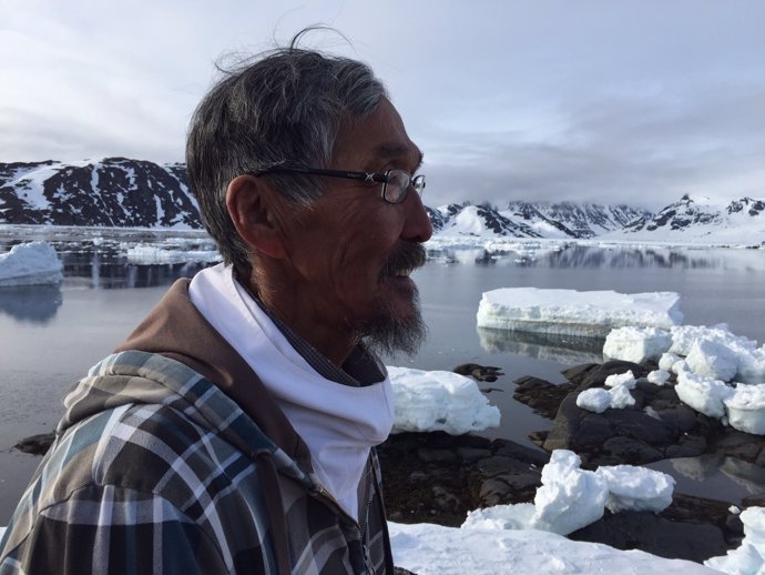 Fotografía del rodaje del documental antropológico protagonizado por inuits