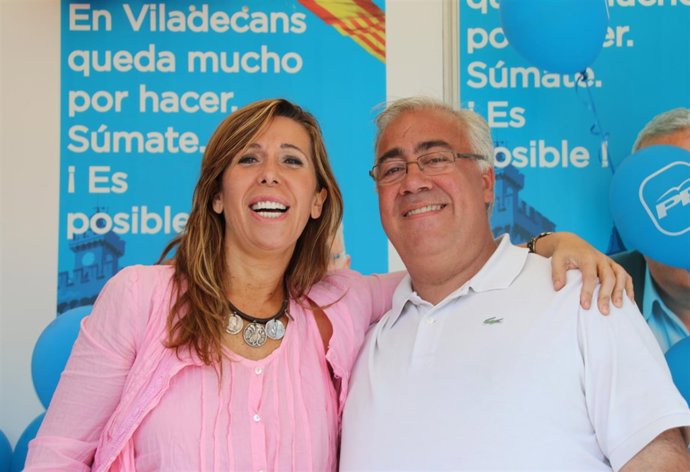 La presidenta del PP en Catalunya, Alícia Sánchez-Camacho, y Sergio García 