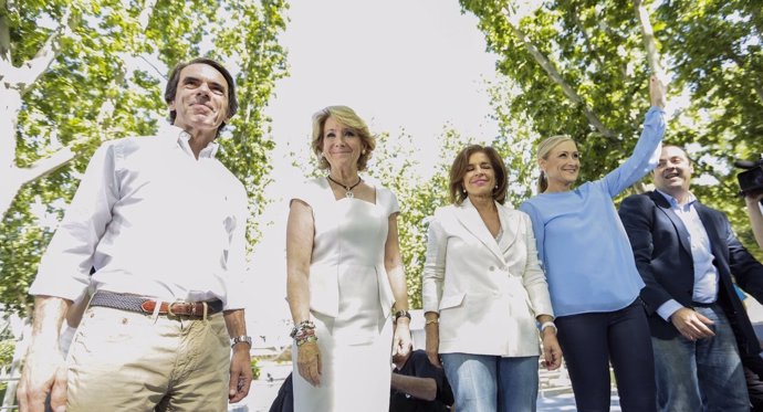 Aznar, Aguirre, Botella y Cifuentes en un acto de campaña