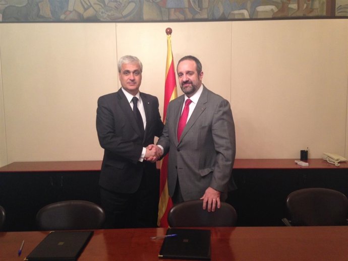 El conseller Germà Gordó y el presidente del Cicac Abel Pié