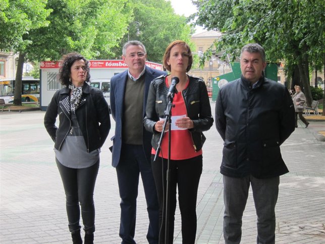 María Chivite en el mitin express de este martes.