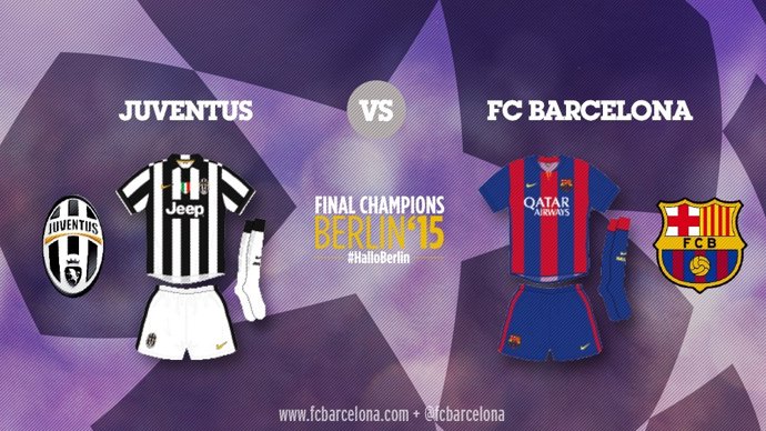 Colores que vestirán la Juventus y el FC Barcelona en Berlín
