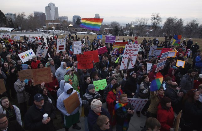 Manifestación a favor de los matrimonios homosexuales en EEUU