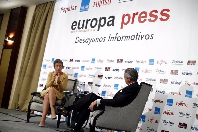 La comisaria Margrethe Ventager en los Desayunos de Europa Press