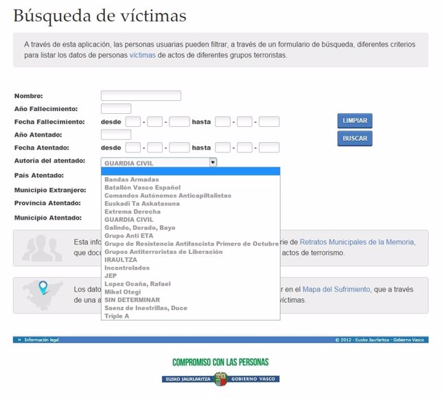 La web de Lehendakaritza considera grupo terrorista a la Guardia Civil