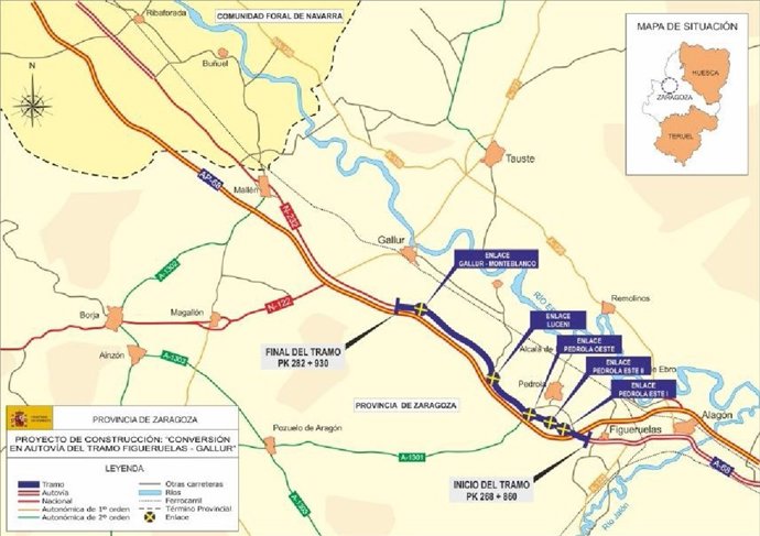 Obras de la A-68, en el tramo Figueruelas-Gallur