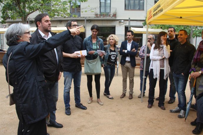 Oriol Junqueras (ERC), durante una visita en Girona