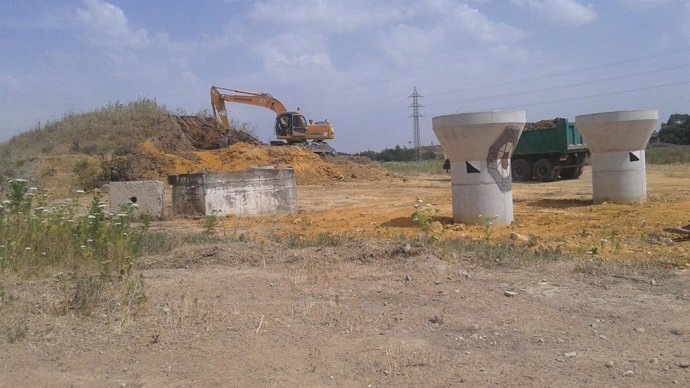 Obras para el nuevo viaducto.