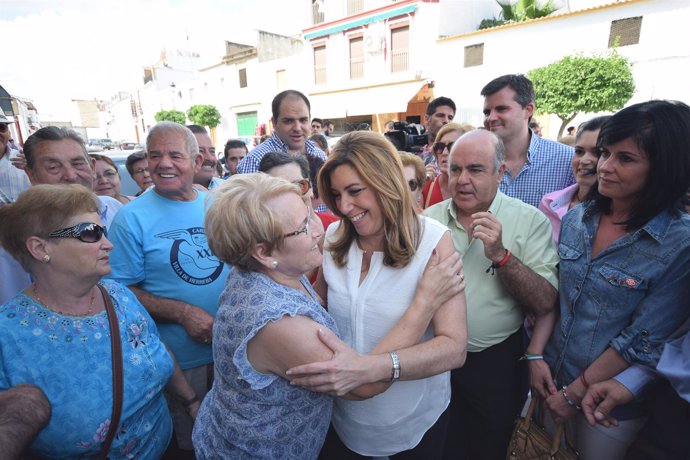 Susana Díaz, hoy en su visita a Herrera