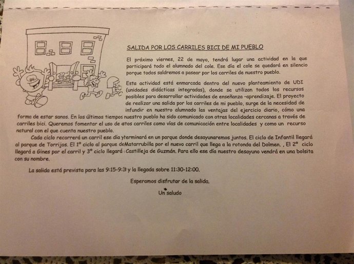 Octavilla sobre la actividad.