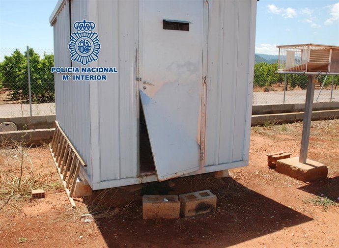 Caseta de palomos de competición en que se produjo el robo