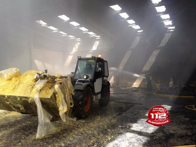 Planta de reciclaje de Andosilla afectada por un incendio.