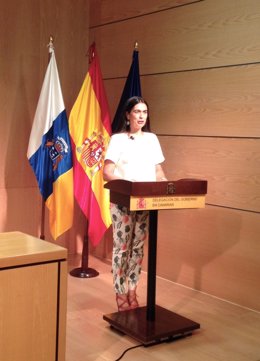 La delegada del Gobierno en Canarias en su primera comparecencia electoral