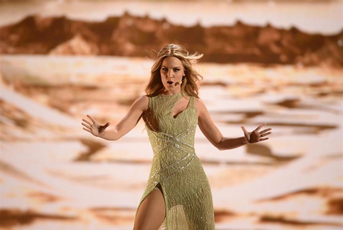 Edurne en los ensayos de Eurovision en Viena