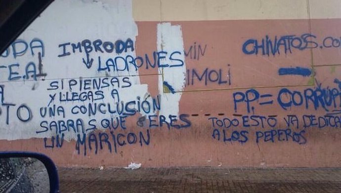 Pintada contra el presidente de Melilla, Juan José Imbroda (PP)