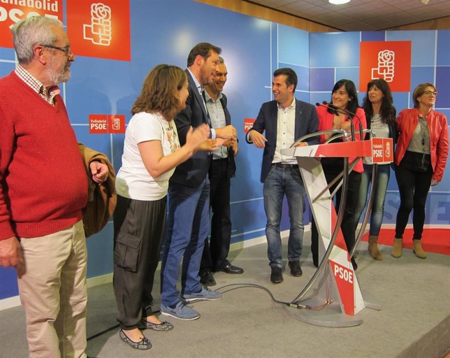 Luis Tudanca en la sede del PSOE