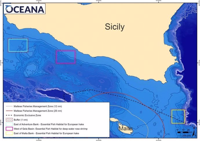 Mapa del Estrecho de Sicilia
