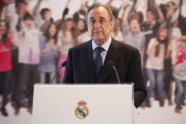 Florentino Pérez durante el acto de la nueva app del Real Madrid