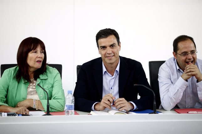 Ejecutiva del PSOE del 25 de mayo de 2015. Pedro Sánchez en el centro.