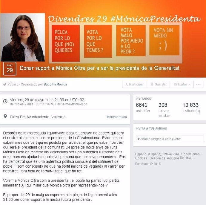 Convocatoria a la manifestación de apoyo a Mònica Oltra como Presidenta