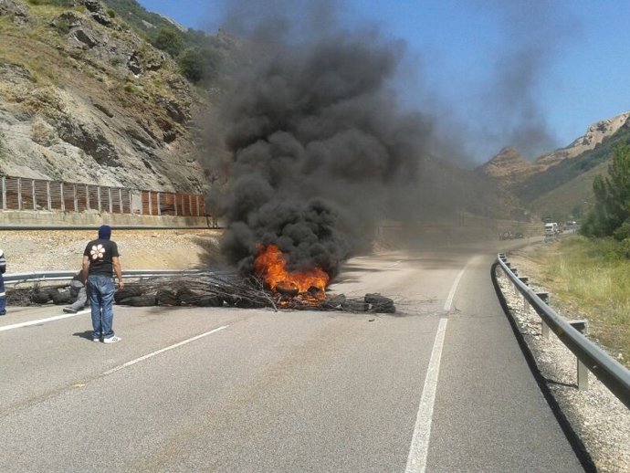 Barricada, mineros, minería, carbón
