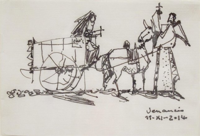 Uno de los dibujos expuestos en la muestra de Venancio Blanco