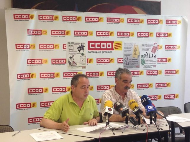 B.Compe (CC.OO.) y Josep Maria Montalbán (Fed.Servicios en Girona)