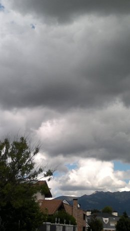 Nubes, nublado, atardecer, cielo cubierto