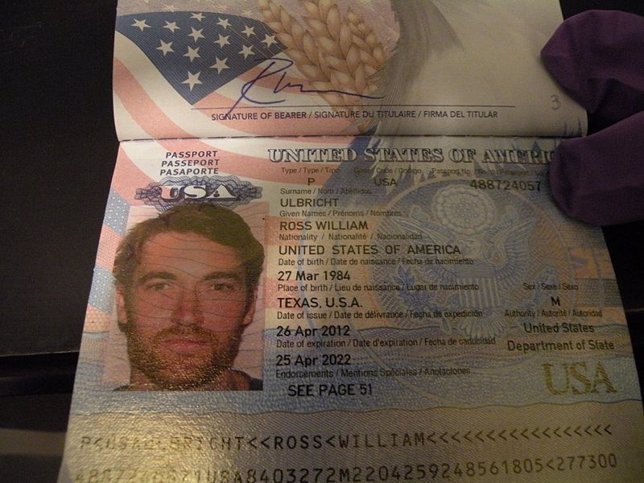 Pasaporte de Ross Ulbricht,  fundador de 'Silk Road'