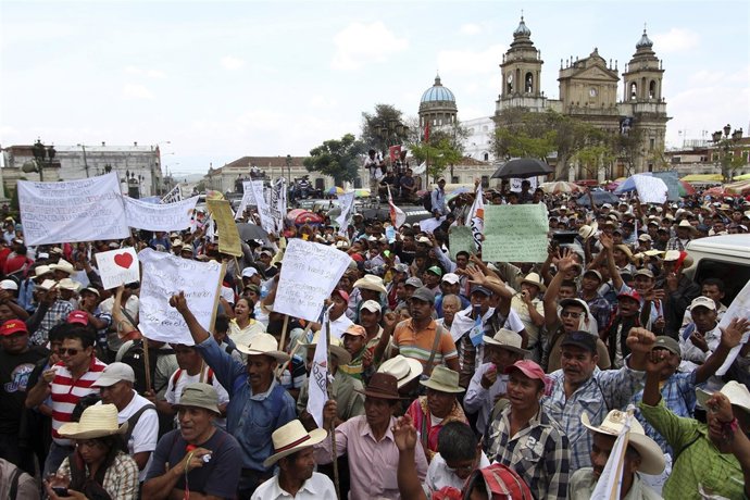 Manifestantes en Ciudad de Guatemala