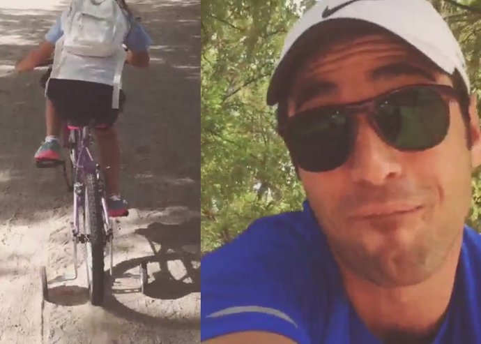 David Bustamante enseña montar bicicleta hija Daniella 
