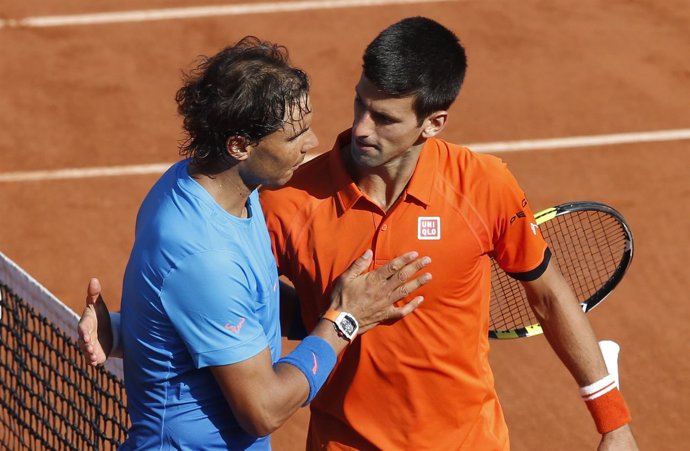 El tenista español Rafa Nadal y el serbio Novak Djokovic