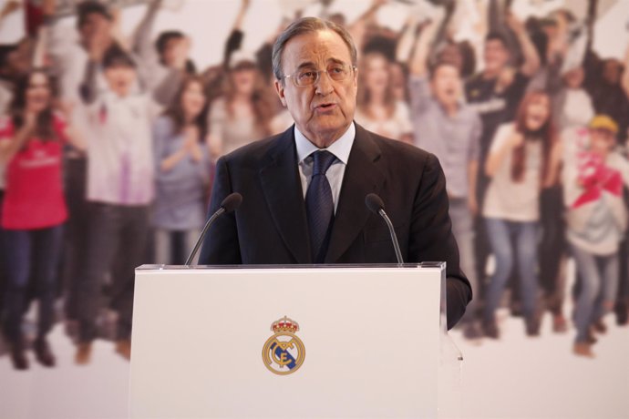 Florentino Pérez durante el acto de la nueva app del Real Madrid