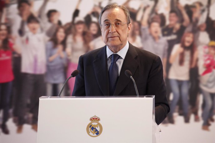 Florentino Pérez durante el acto de la nueva app del Real Madrid
