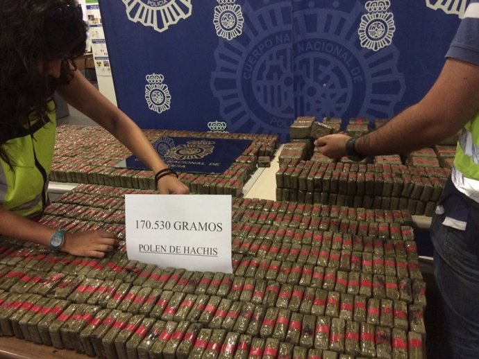 Los 170 kilos de hachís incautados por los agentes