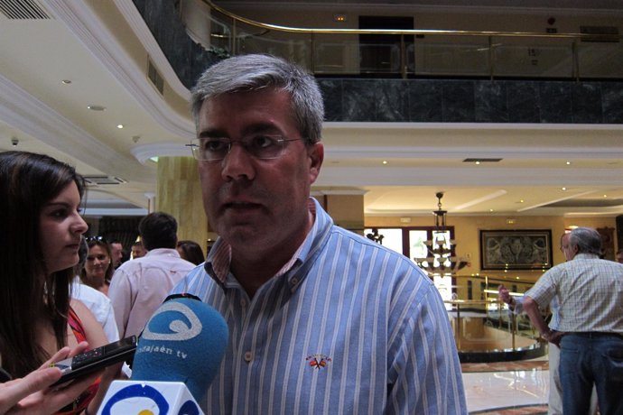 José Enrique Fernández de Moya atiende a los periodistas