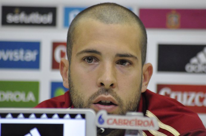 Jordi Alba, internacional del FC Barcelona en rueda de prensa