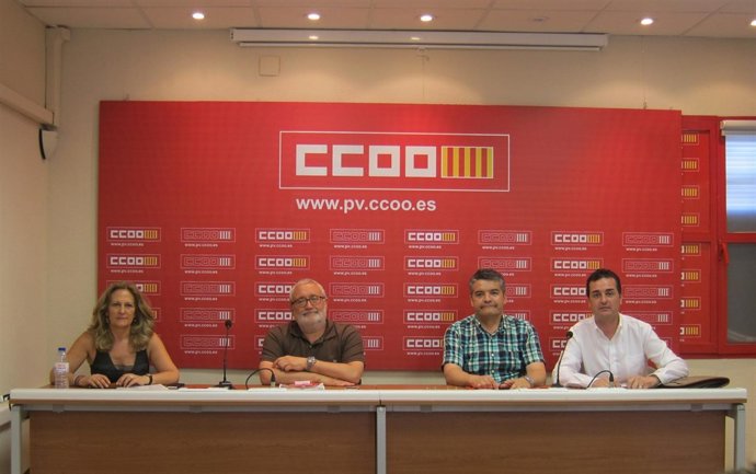 Breñas (CSIF), Vera (FE CCOO PV), Martí (FETE-UGT) Y Bárcena (ANPE)