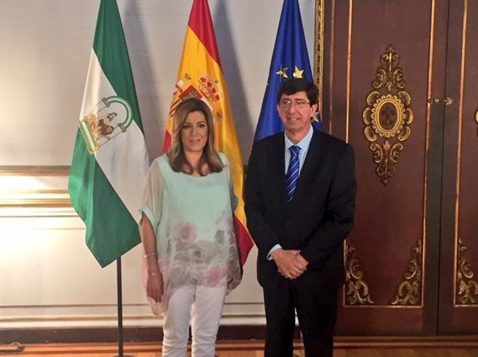 Susana Díaz y Juan Marín antes de su reunión en San Telmo