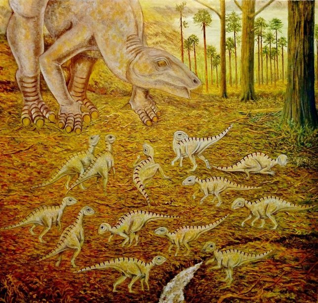 Recreación de la guardería de Iguanodon galvensis