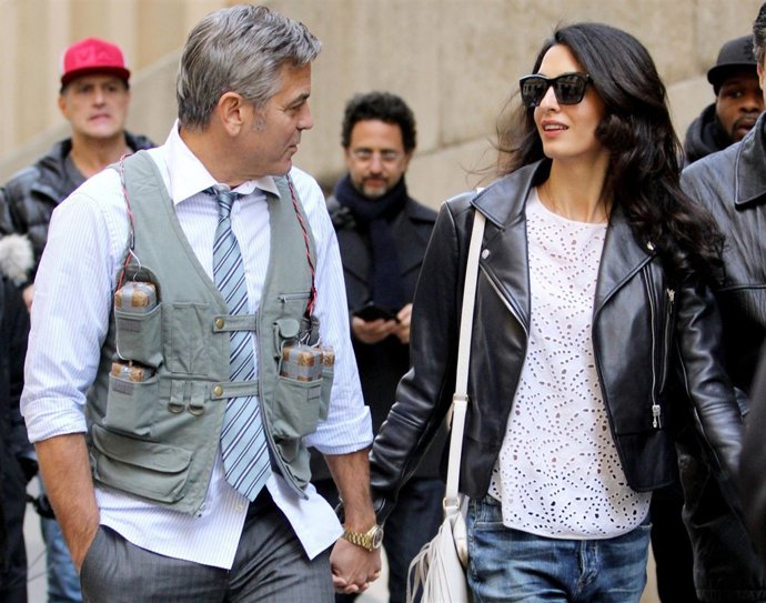 Amal Alamuddin visita a George Clooney en el set de rodaje de Money Monster en N