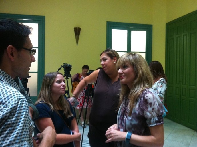 Carmen Castilla habla con los periodistas