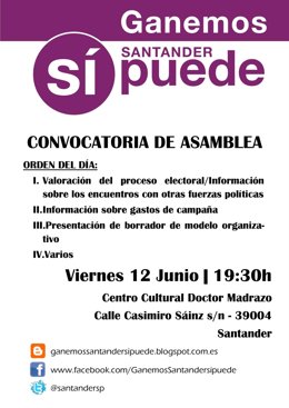 Cartel de la asamblea de Ganemos Santander
