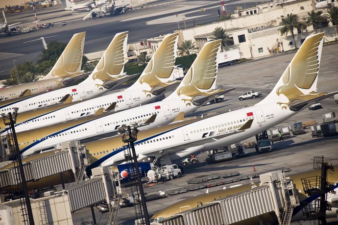 Aviones de la aerolínea Gulf Air.