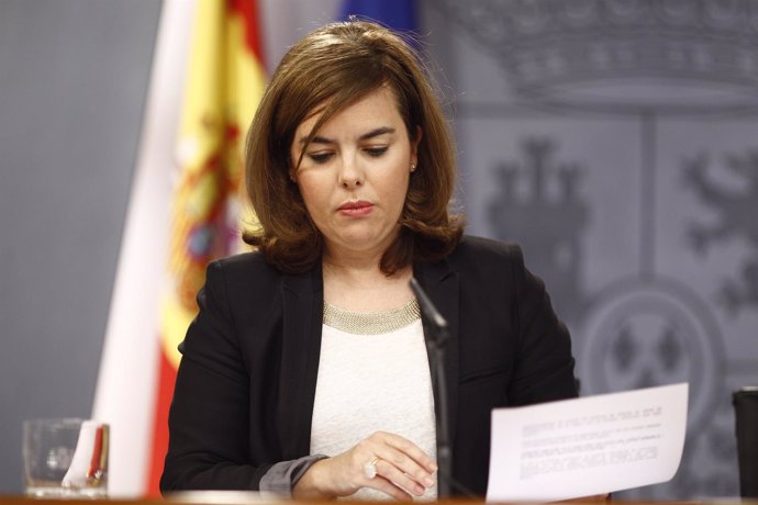 Soraya Sáenz de Santamaría tras el Consejo de Ministros.